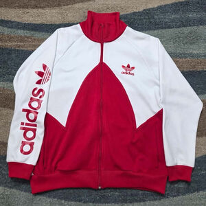 Adidas Originals Trefoil Track Jacket Red White Full Zip Retro Size XL